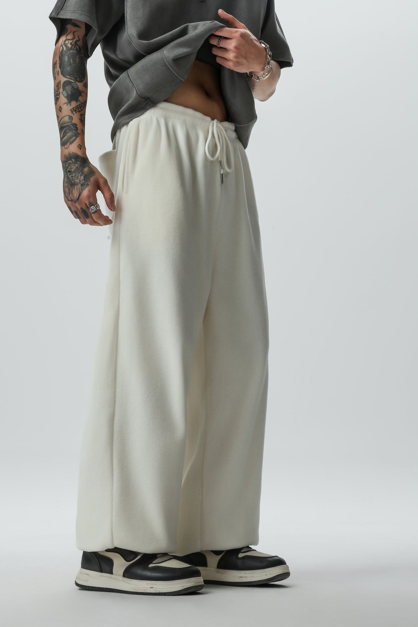Autumn and Winter Warm Fleece Corset Cotton Pants for Men, Loose BF Street Dance Sports Elastic Sweatpants