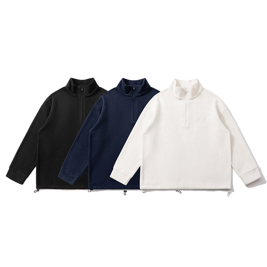 Autumn New Simple Stand Collar Half Zip Polar Fleece Sweatshirt Men's Trendy Brand Loose Casual Versatile Sports Top