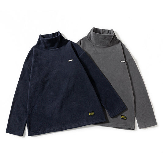 The New Ins Japanese Style Men's Trendy Large-sized Warm Jacket with A Fleece Semi-high Collar Inside and A Thick Base Layer with A Pullover