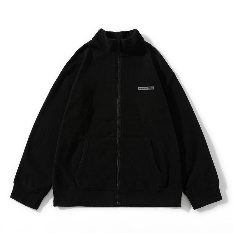 Simple Fleece Jacket for Men, New Campus Fashion Basic Stand-up Collar Warm Zipper Hoodie, Fleece Jacket for Men