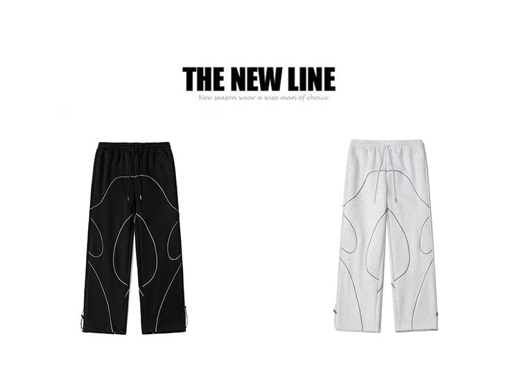 New Casual Pants for Women, Original Retro Reflective Strip Design, Loose Drawstring Sport Pants, Trendy Men's Pants