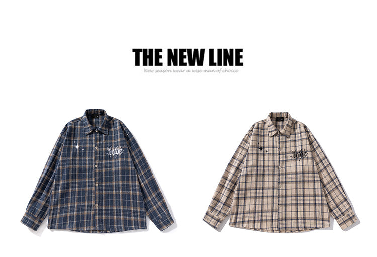 A New American-style Casual Checkered Long-sleeved Shirt for Men, A Loose and High-end Shirt Jacket