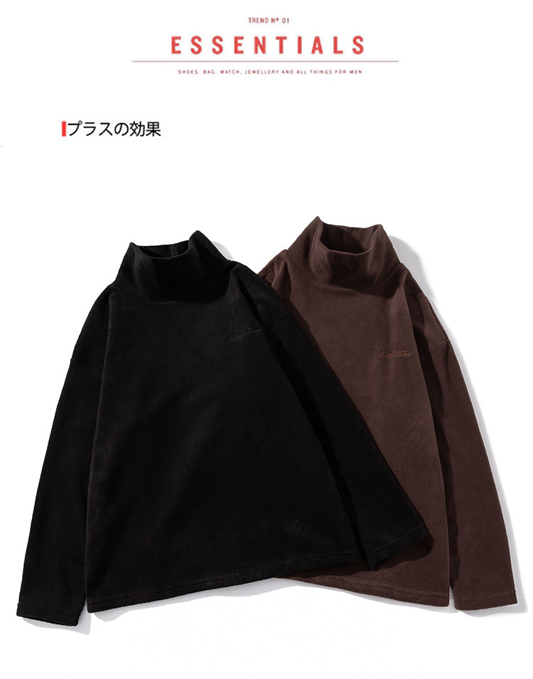 Fleece Embroidered Letter Stand-up Collar Zipper Hoodie