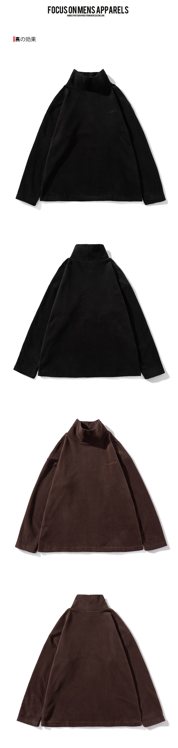 Fleece Embroidered Letter Stand-up Collar Zipper Hoodie