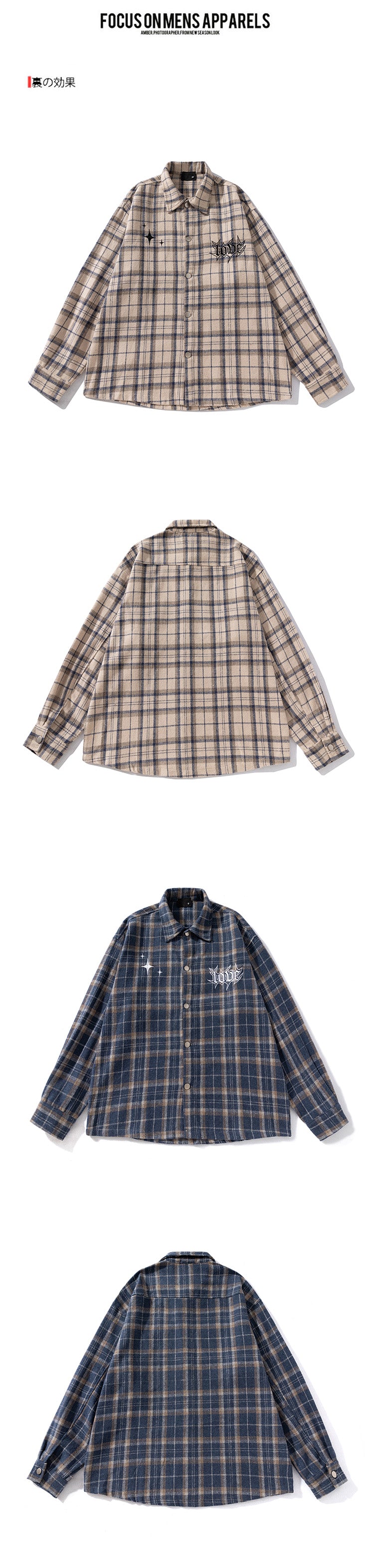 A New American-style Casual Checkered Long-sleeved Shirt for Men, A Loose and High-end Shirt Jacket