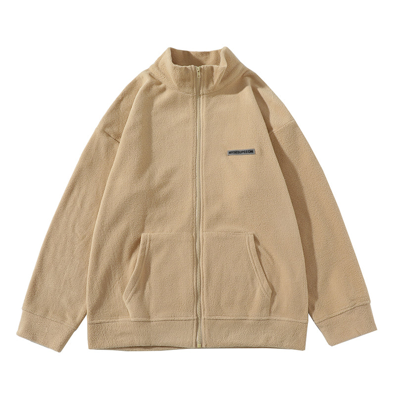 Simple Fleece Jacket for Men, New Campus Fashion Basic Stand-up Collar Warm Zipper Hoodie, Fleece Jacket for Men