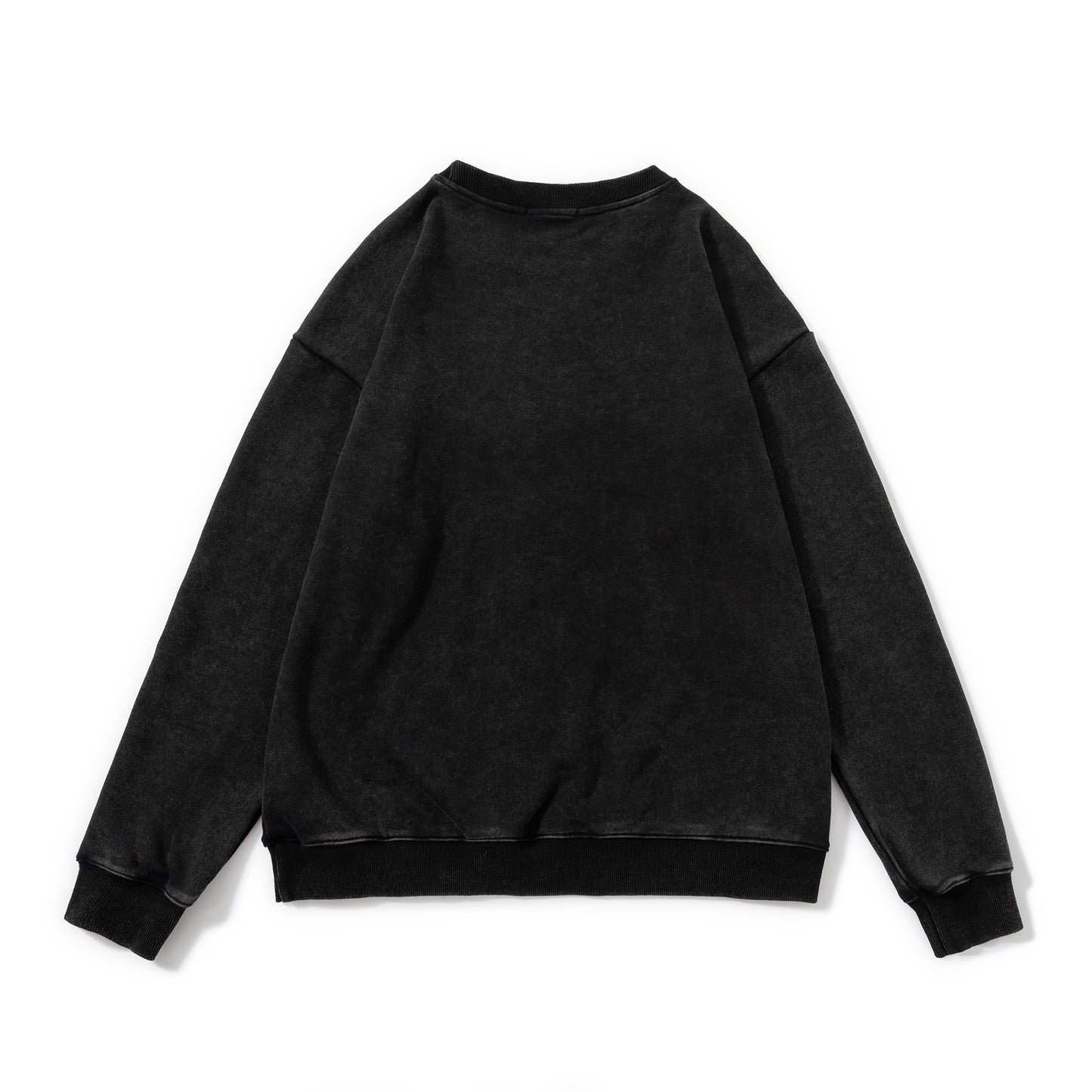 European and American Round-neck Sweatshirts for Men, Washed and Aged Oversized Off-the-shoulder Pullovers, Youthful and Trendy Long-sleeved Tops for Autumn and Winter