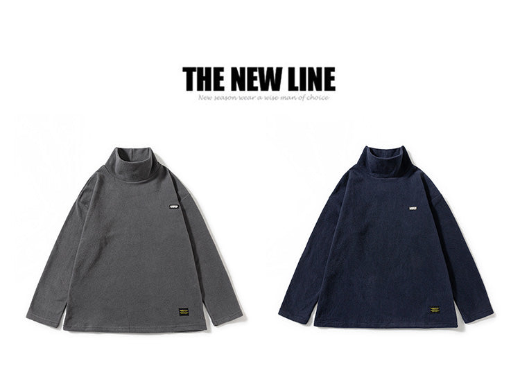 The New Ins Japanese Style Men's Trendy Large-sized Warm Jacket with A Fleece Semi-high Collar Inside and A Thick Base Layer with A Pullover