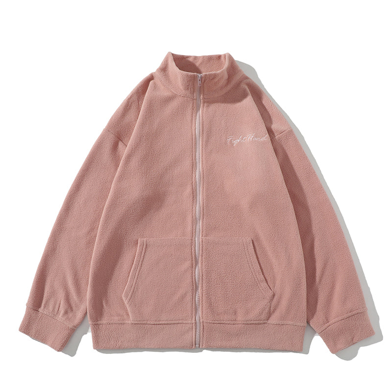 Simple Fleece Jacket for Men, New Campus Fashion Basic Stand-up Collar Warm Zipper Hoodie, Fleece Jacket for Men