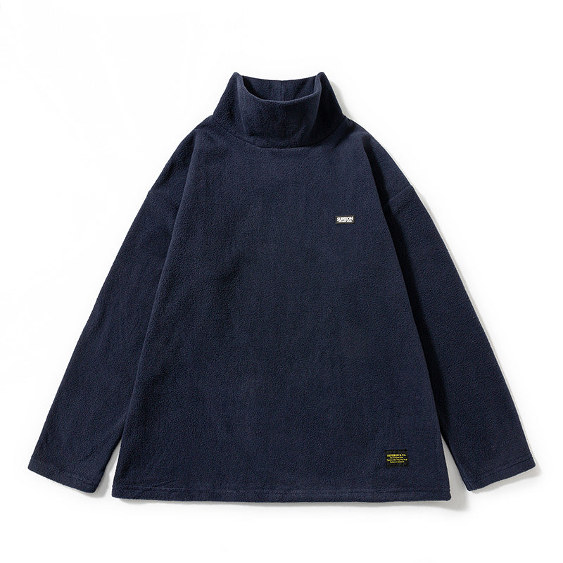 The New Ins Japanese Style Men's Trendy Large-sized Warm Jacket with A Fleece Semi-high Collar Inside and A Thick Base Layer with A Pullover