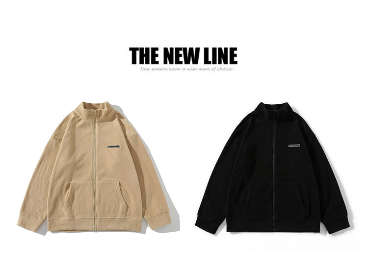 Simple Fleece Jacket for Men, New Campus Fashion Basic Stand-up Collar Warm Zipper Hoodie, Fleece Jacket for Men