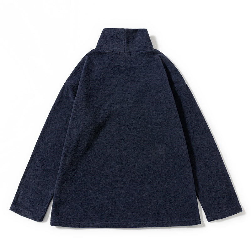 The New Ins Japanese Style Men's Trendy Large-sized Warm Jacket with A Fleece Semi-high Collar Inside and A Thick Base Layer with A Pullover