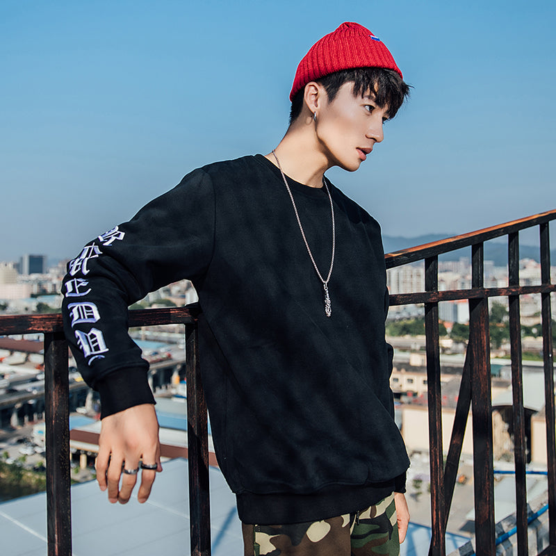 New Autumn and Winter Trendy Brand Round-neck Long-sleeved Embroidered Long-sleeved Sweatshirt for Students, Loose Ulzzang Men's and Women's Fleece Jacket