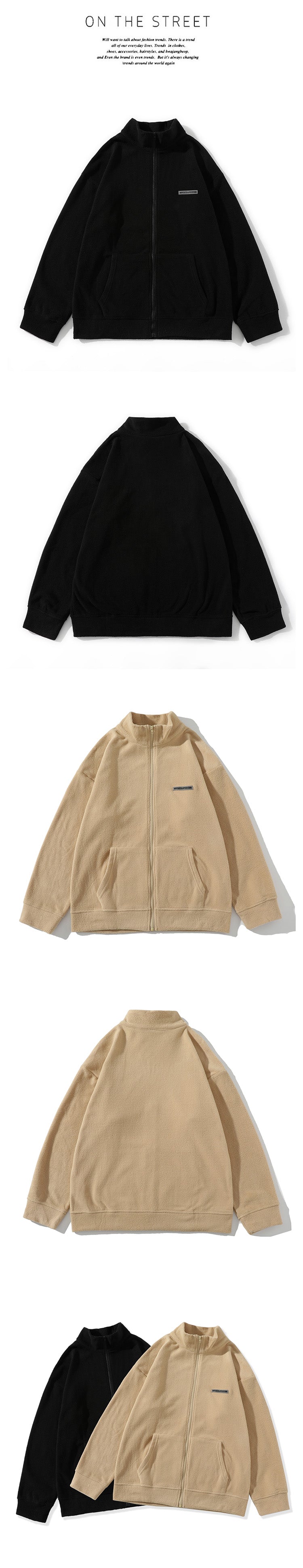Simple Fleece Jacket for Men, New Campus Fashion Basic Stand-up Collar Warm Zipper Hoodie, Fleece Jacket for Men