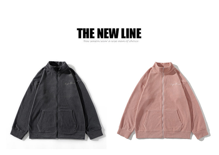 Simple Fleece Jacket for Men, New Campus Fashion Basic Stand-up Collar Warm Zipper Hoodie, Fleece Jacket for Men